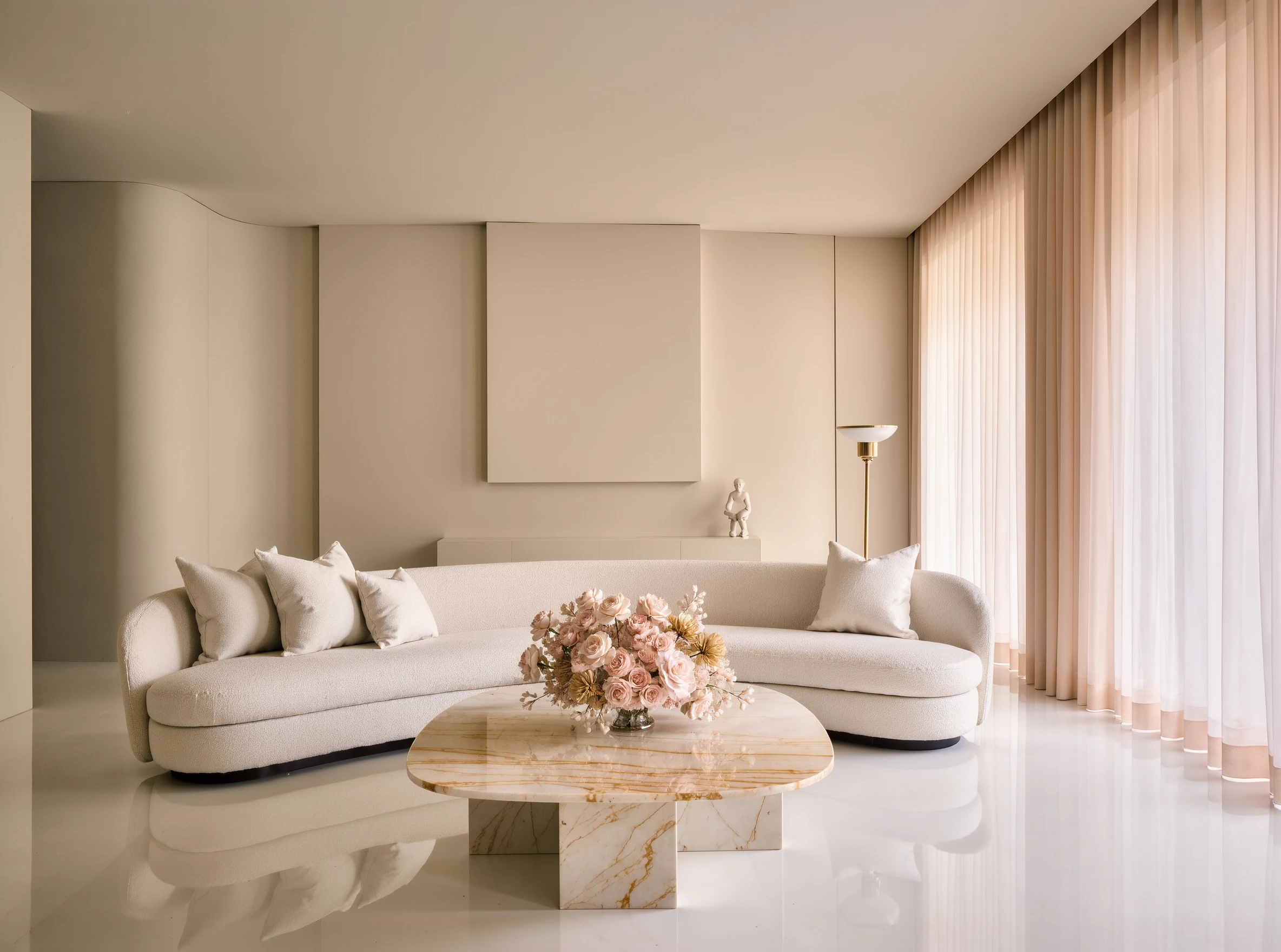 Светлый AI-интерьер с мягкой luxury-эстетикой